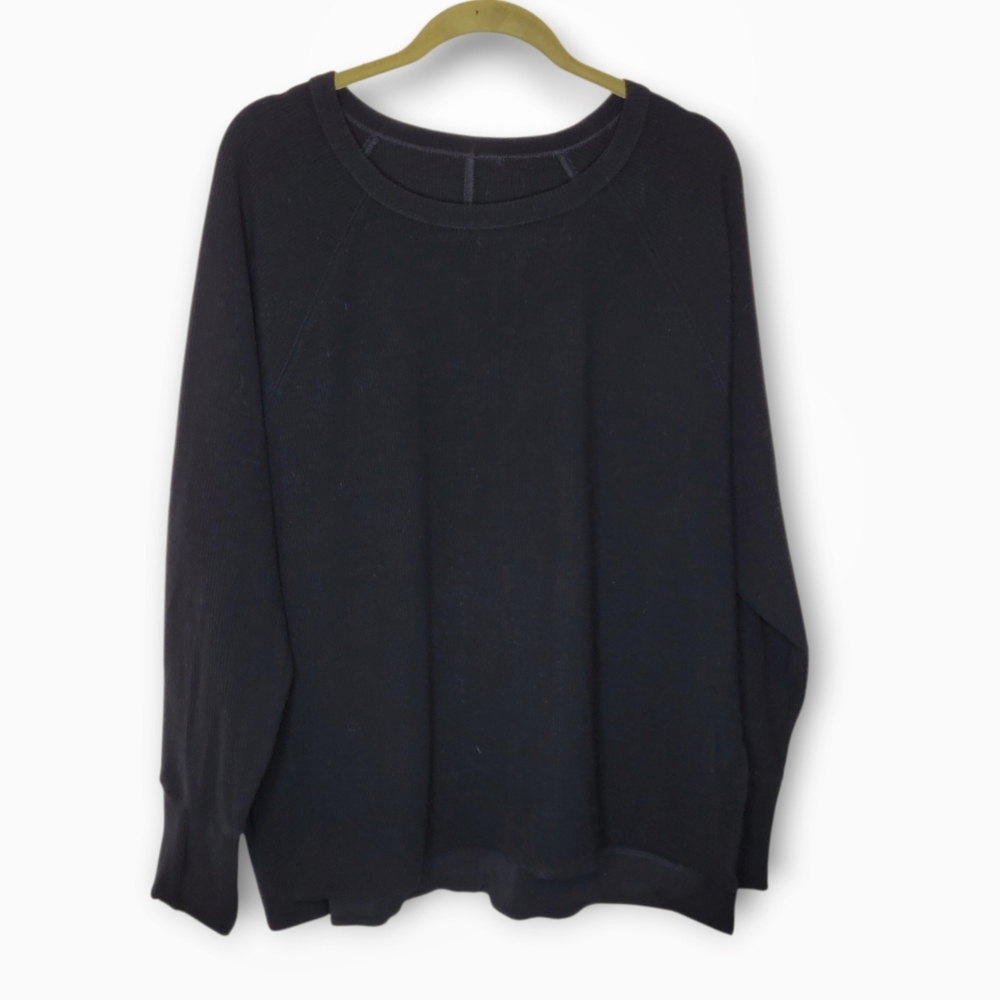 WoolX Ainsley Ribbed Merino Sweater XL Black - Picture 3 of 7